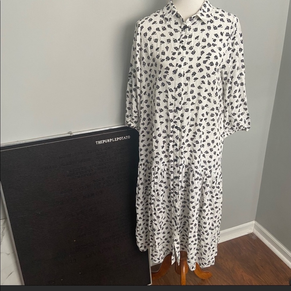 Zara The Amelia Dress White & Black Floral Print - Picture 2 of 8